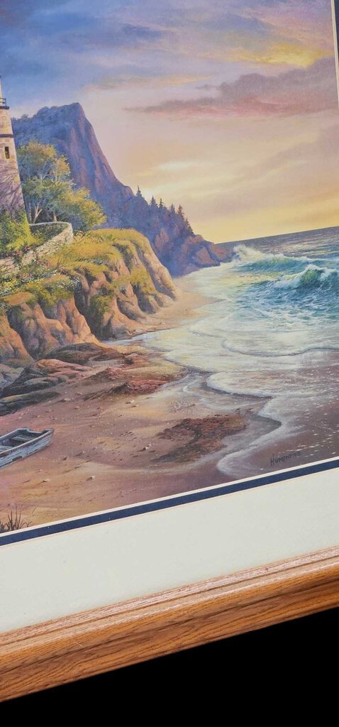 Lighting the Way by Michael Humphries Seaside Lighthouse Framed Print