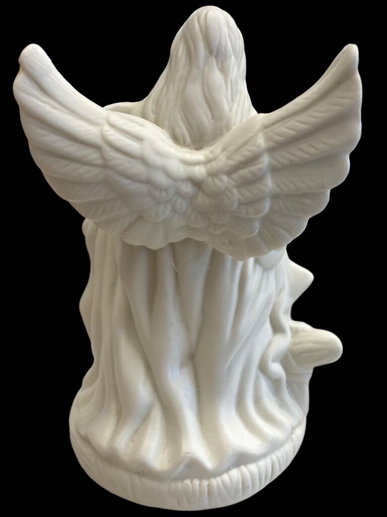 Guardian Angel Over Children Statue Figurine Ceramic White