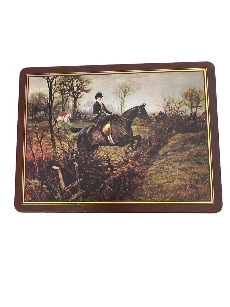 Warner Lauren Vintage Victorian Equestrian Hunting Hinged Tin Metal Box England