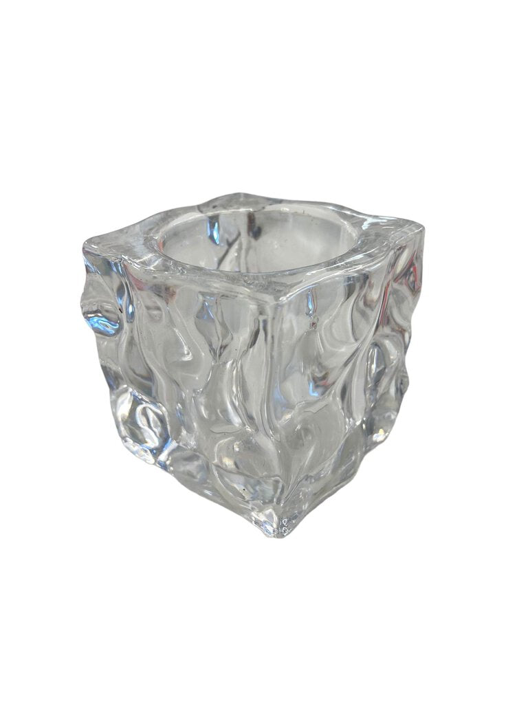 PartyLite Glacier Votive Candle Holder Square Glass Ice Cube Party lite