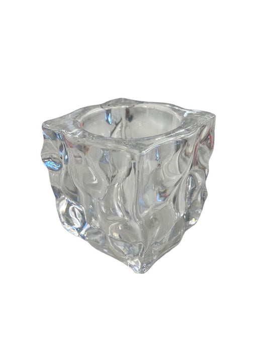 PartyLite Glacier Votive Candle Holder Square Glass Ice Cube Party lite
