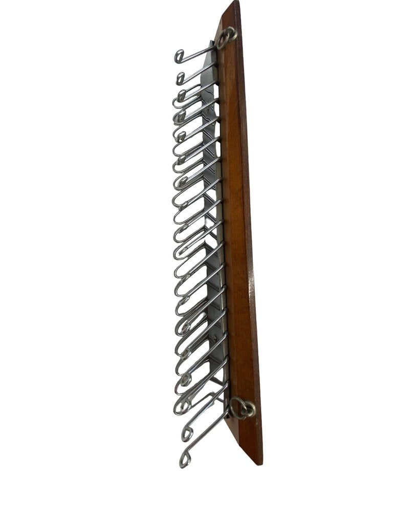 Vintage T H Jenkins Tie Hook Wooden Wall Mount Hooks Belt Rack Organizer Metal Wood