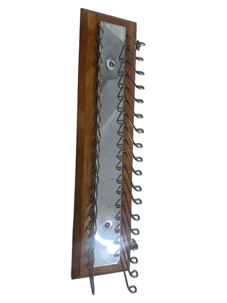 Vintage T H Jenkins Tie Hook Wooden Wall Mount Hooks Belt Rack Organizer Metal Wood