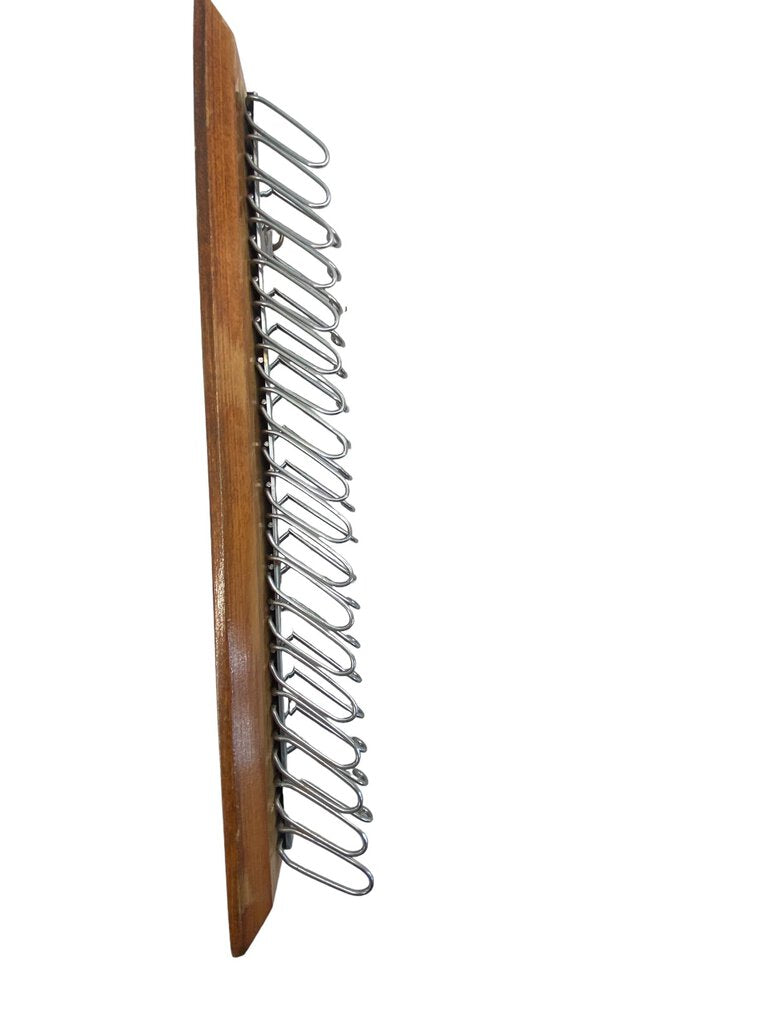 Vintage T H Jenkins Tie Hook Wooden Wall Mount Hooks Belt Rack Organizer Metal Wood