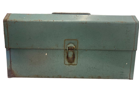 Vintage Rusty Metal Toolbox Green Decor Storage