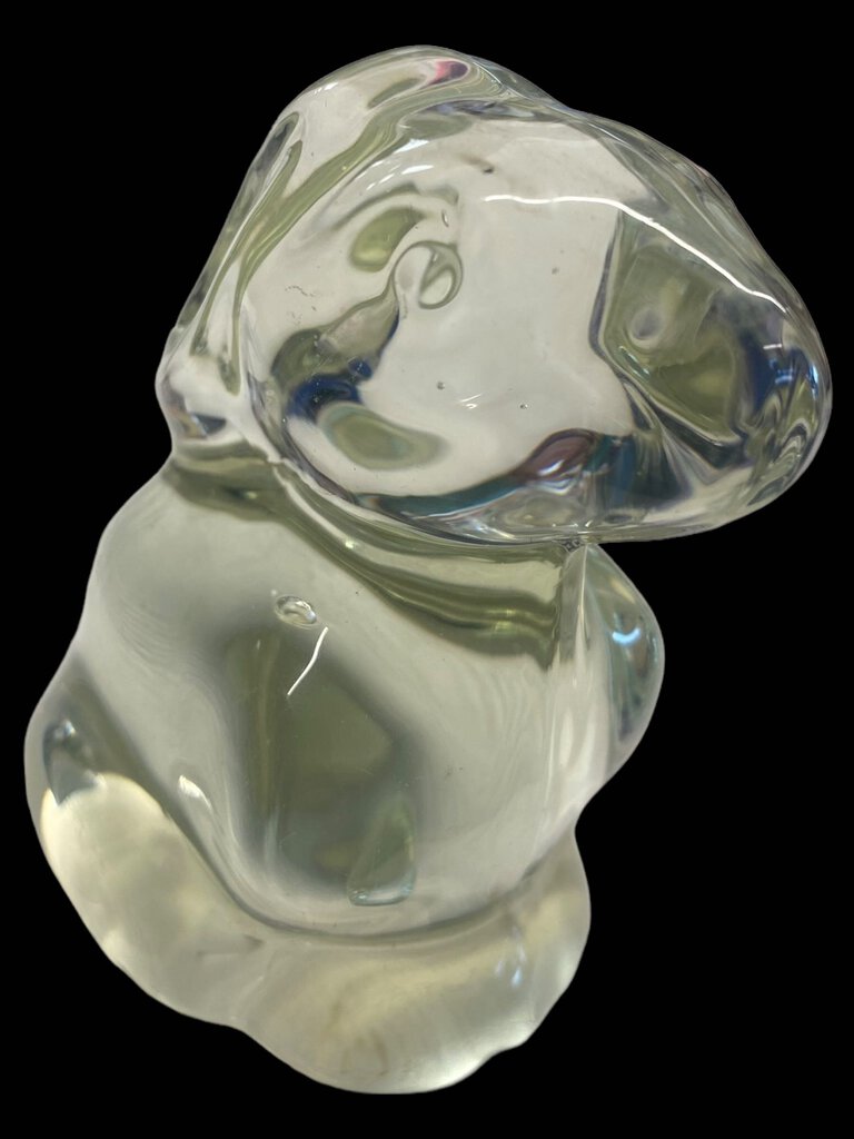 Vintage Glass Rabbit Paperweight Bunny Clear Glass Art 3 in Tall