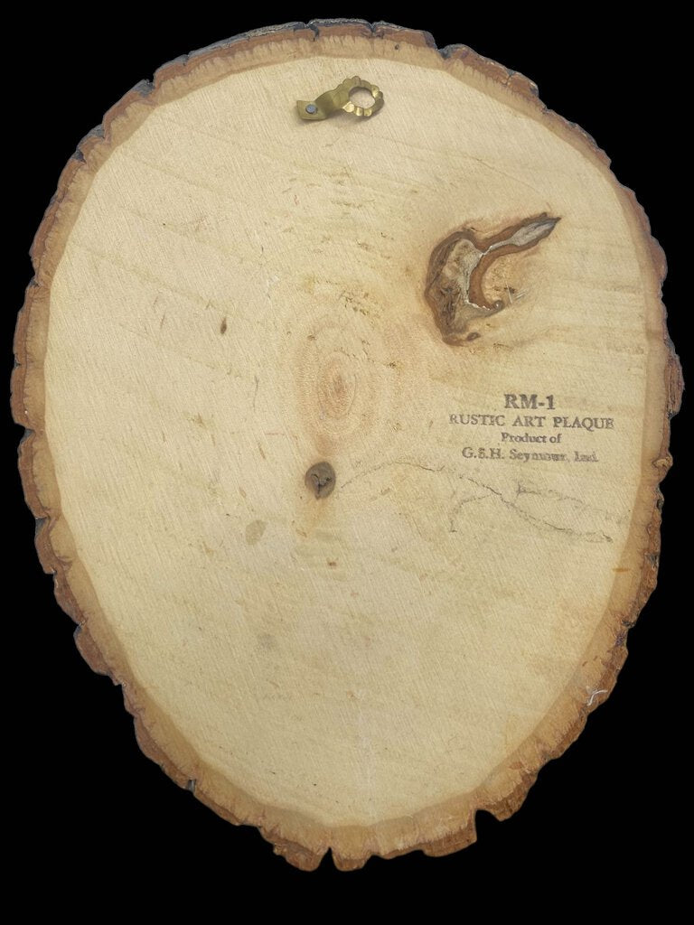 Vintage Picture Of Jesus Rustic Art Plaque on Wood Tree Slice