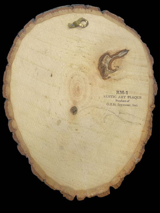 Vintage Picture Of Jesus Rustic Art Plaque on Wood Tree Slice