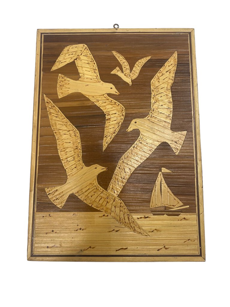 Inlay Wood Seagulls Wall Art
