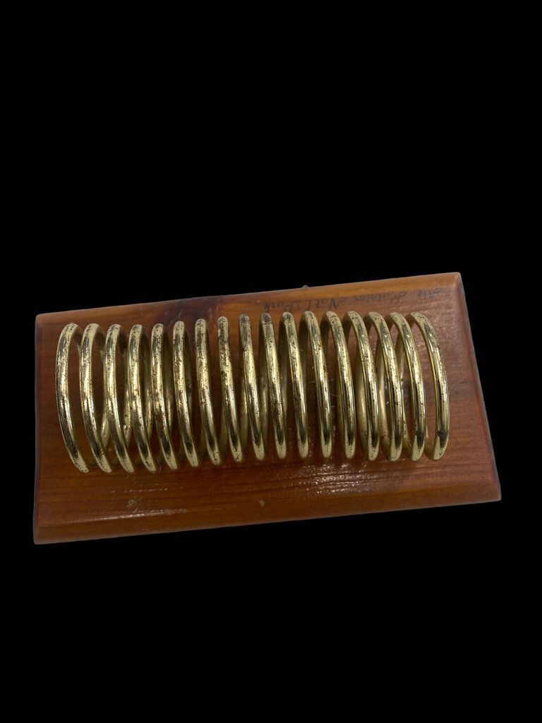 Vintage Desktop Letter Holder Mail Organizer Folder Wood Gold