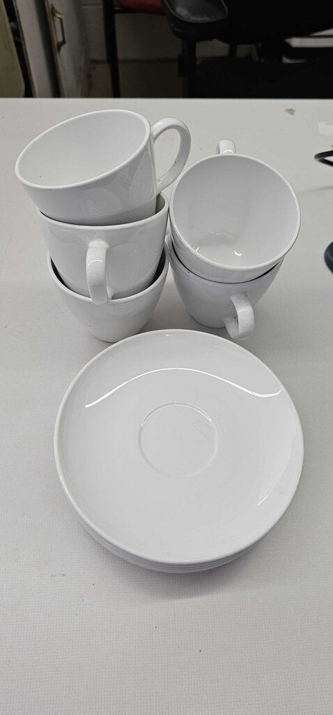 Centura By Corning White Tea Coffee Cups & Saucers Set-6