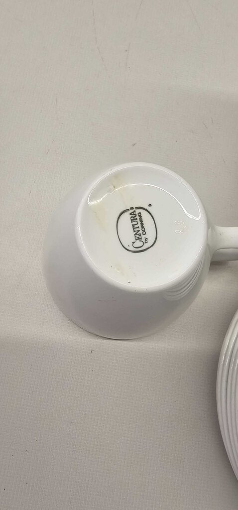 Centura By Corning White Tea Coffee Cups & Saucers Set-6