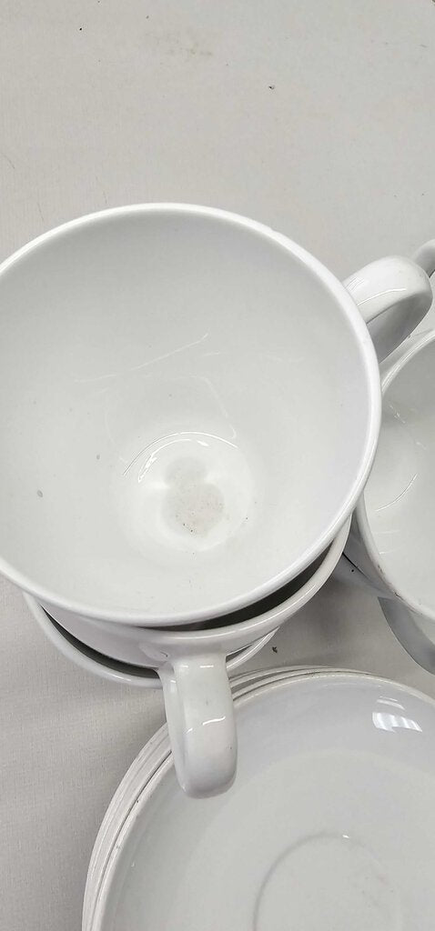 Centura By Corning White Tea Coffee Cups & Saucers Set-6