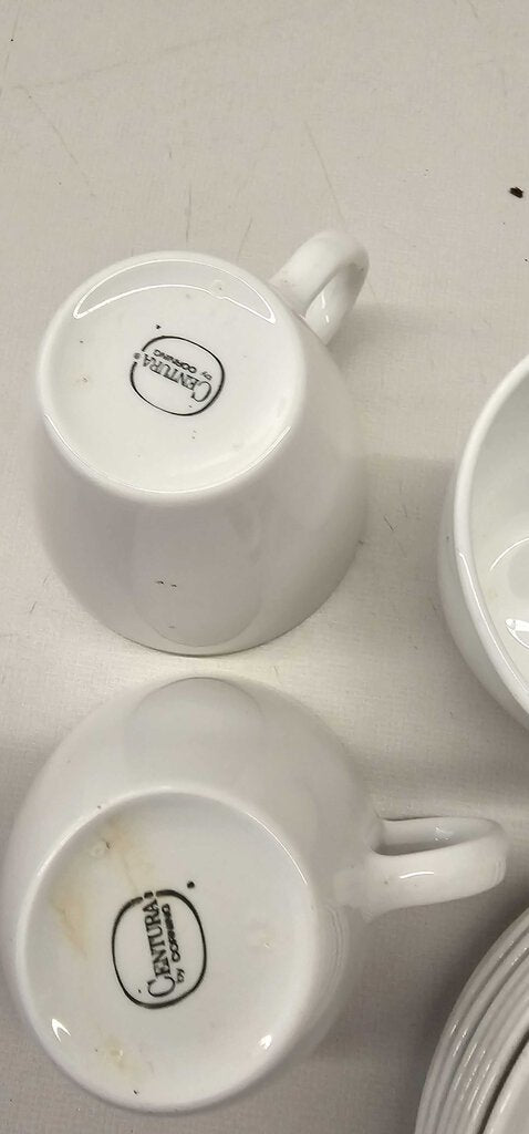 Centura By Corning White Tea Coffee Cups & Saucers Set-6