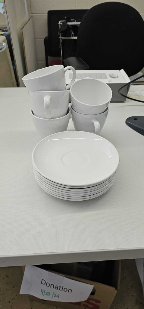 Centura By Corning White Tea Coffee Cups & Saucers Set-6