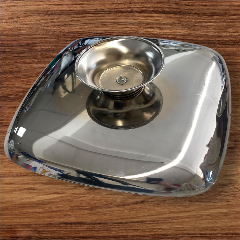 Mid Century Vintage 50's Milbern Kromex Glass Lazy Susan Relish Tray Spins