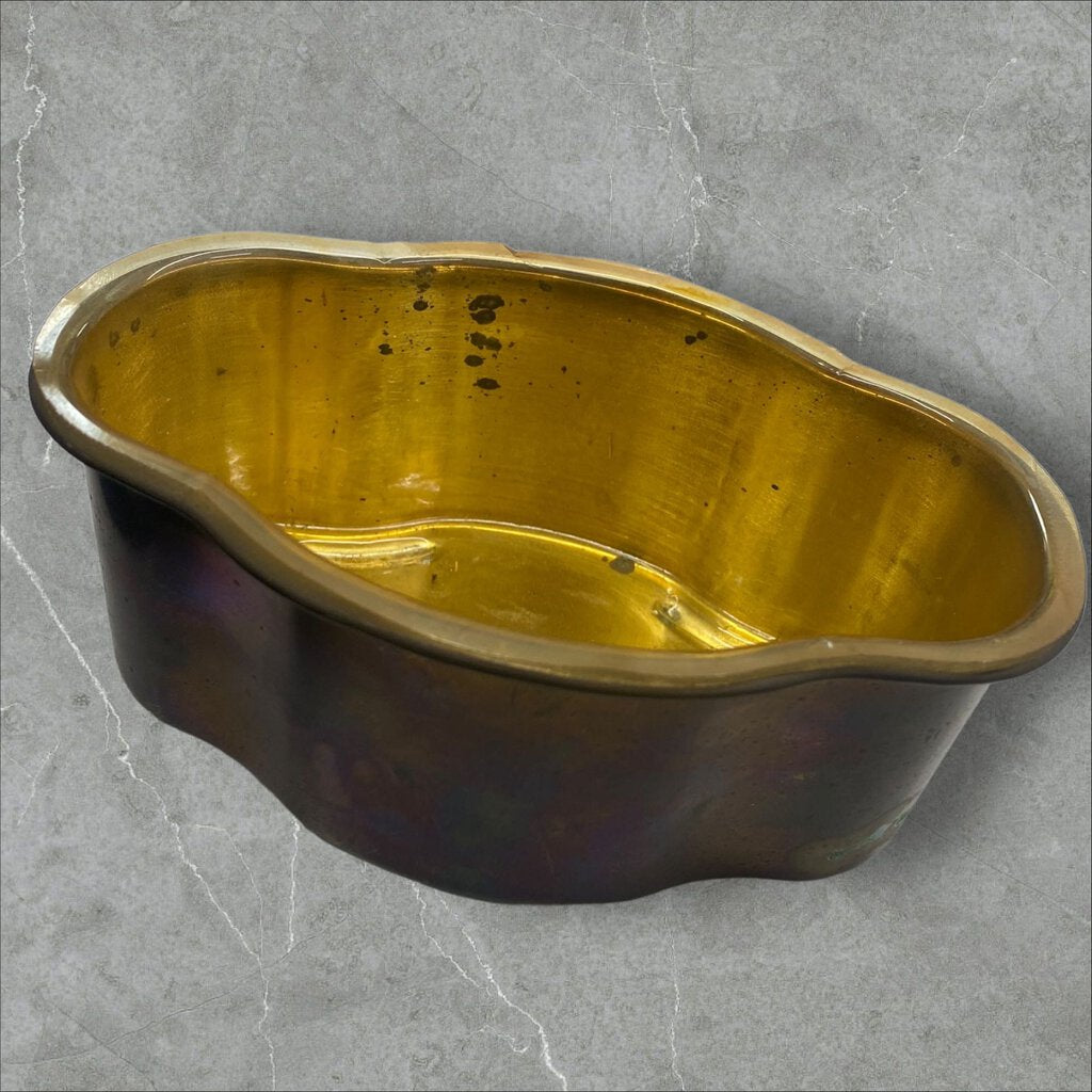 Vintage Brass Oval Teleflora Plant Pot or Liner 6.5" Long