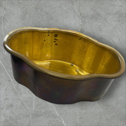 Vintage Brass Oval Teleflora Plant Pot or Liner 6.5" Long