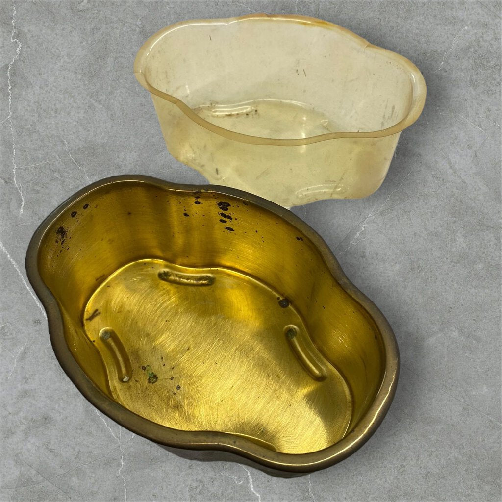 Vintage Brass Oval Teleflora Plant Pot or Liner 6.5" Long