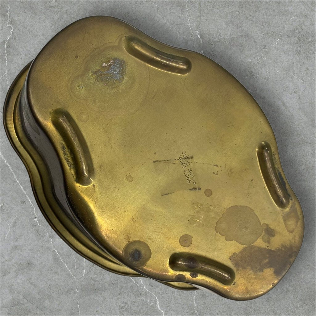 Vintage Brass Oval Teleflora Plant Pot or Liner 6.5" Long