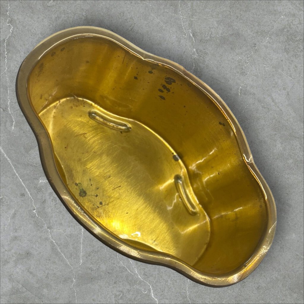 Vintage Brass Oval Teleflora Plant Pot or Liner 6.5" Long