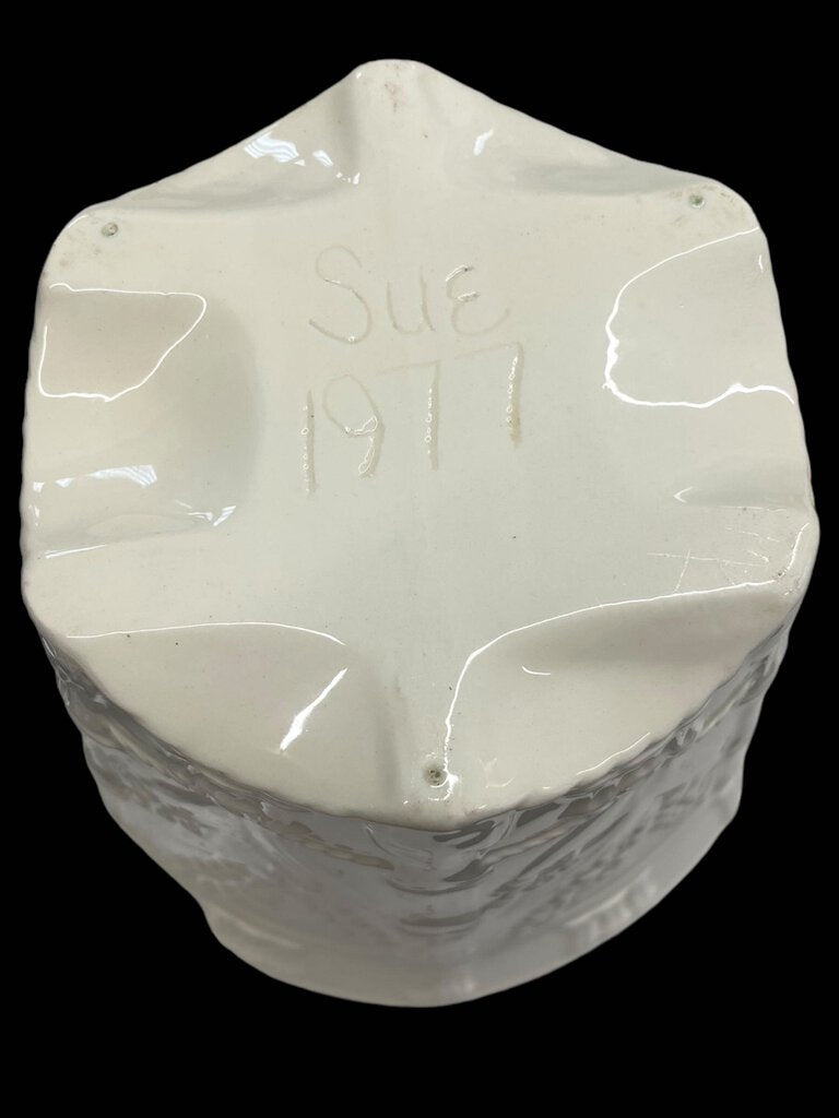 Vintage Ceramic Planter White Pottery Flower Pot 6 inches