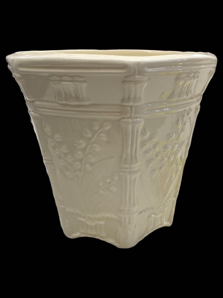 Vintage Ceramic Planter White Pottery Flower Pot 6 inches