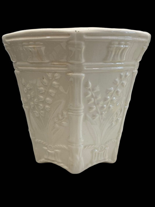 Vintage Ceramic Planter White Pottery Flower Pot 6 inches