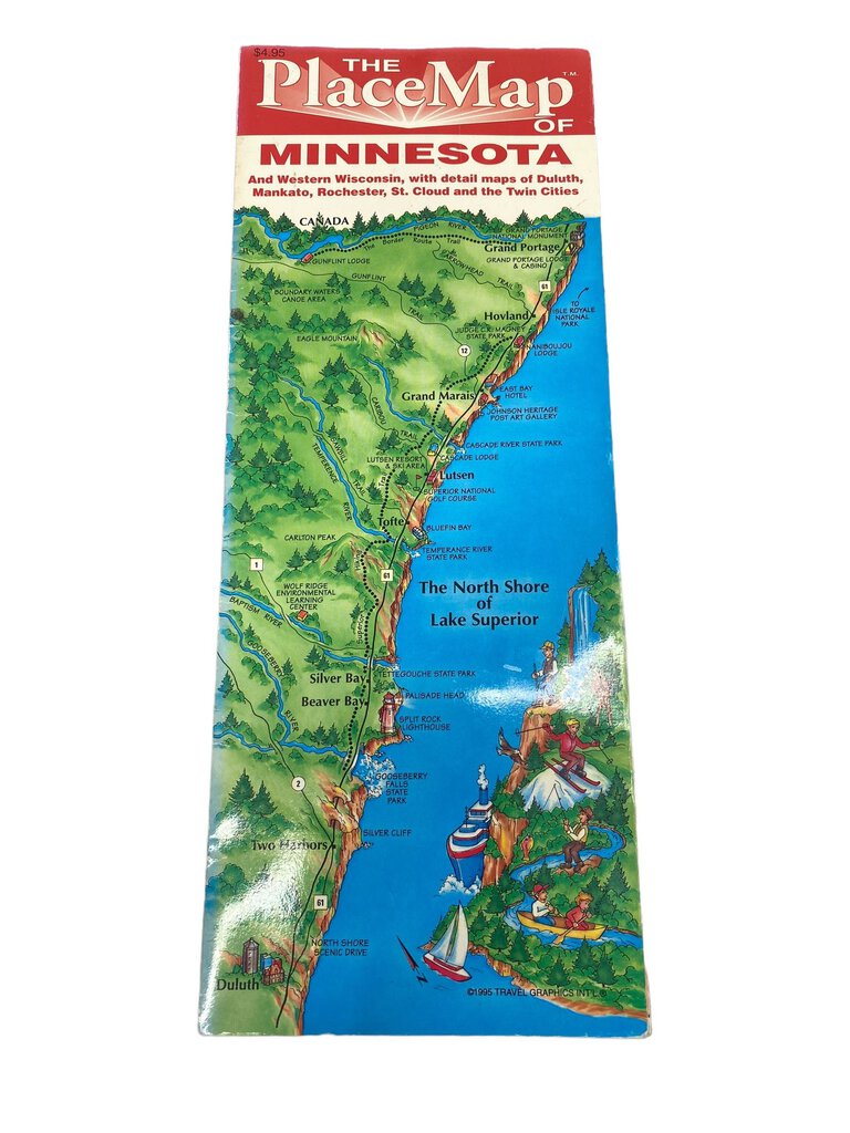 The Place Map Minnesota and Western Wisconsin Travel Map 1995