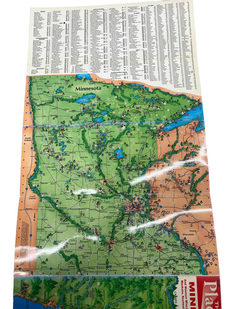The Place Map Minnesota and Western Wisconsin Travel Map 1995