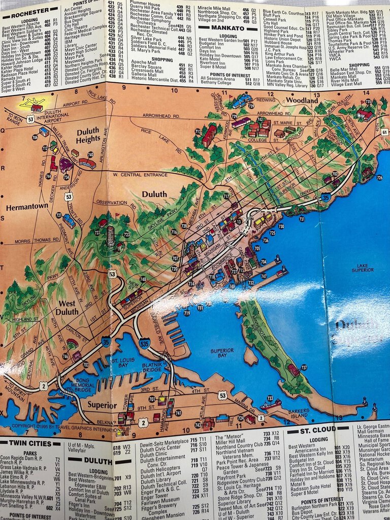 The Place Map Minnesota and Western Wisconsin Travel Map 1995