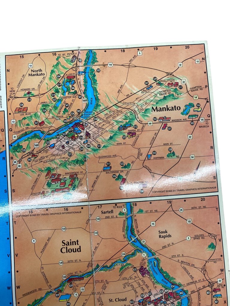 The Place Map Minnesota and Western Wisconsin Travel Map 1995