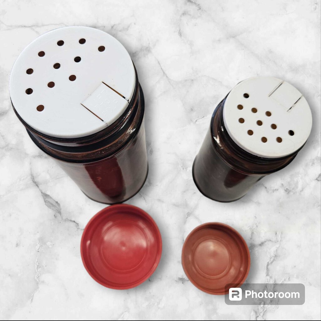 Set of 2 Amber Glass Spice Jars