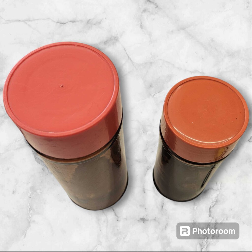 Set of 2 Amber Glass Spice Jars