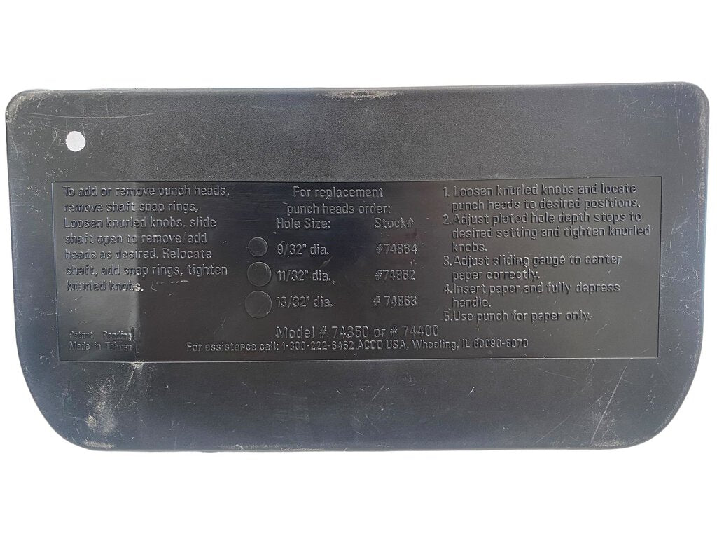 Vintage ACCO Model 350 Three Hole Punch Heavy Duty Slide Guide Lever