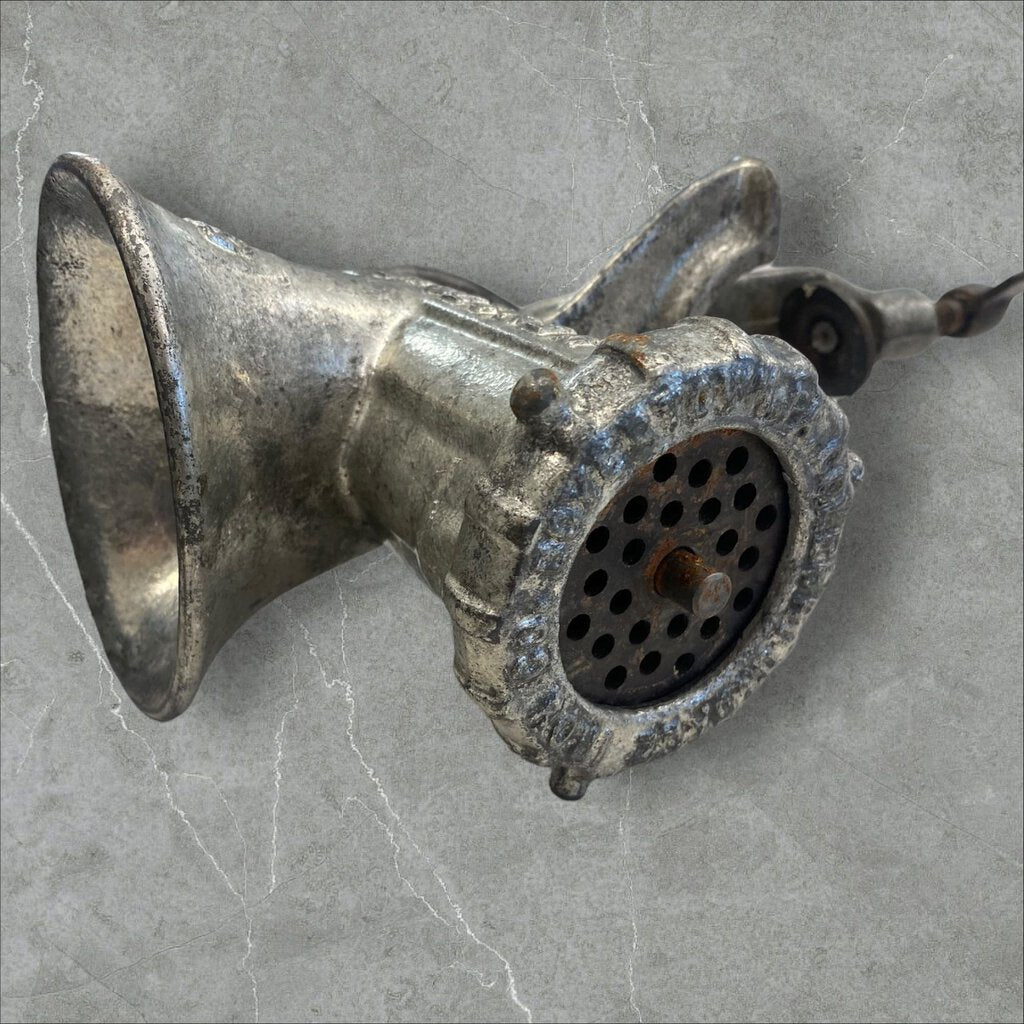 Vintage Keystone #50 Metal Meat Grinder Hand Crank Wood Handle