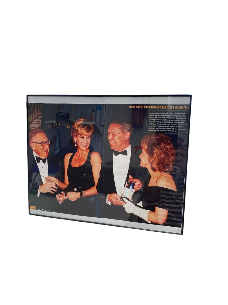 Princess Diana Framed Photo Featuring General Colin Powell, Henry Kissinger, and Barbara Walters