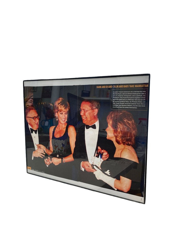 Princess Diana Framed Photo Featuring General Colin Powell, Henry Kissinger, and Barbara Walters