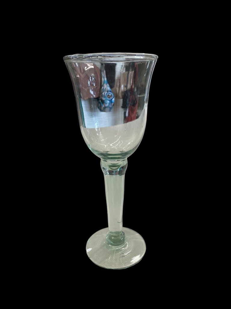 Mexican Recycled Hand Blown Glass Sea Green Wine Glass 6 oz