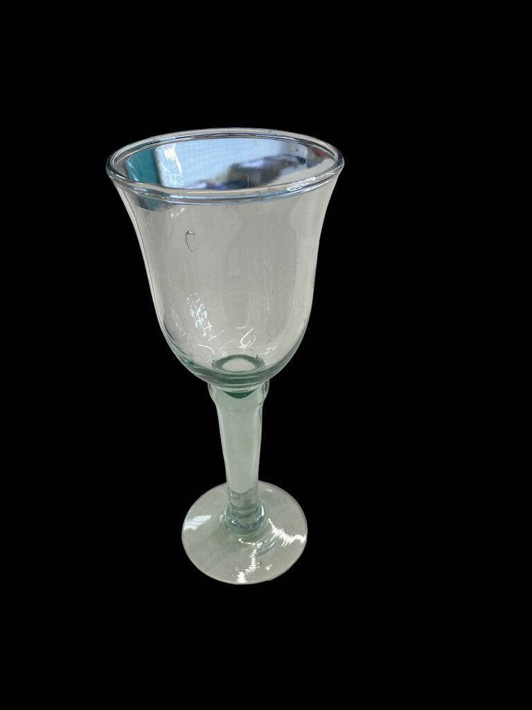 Mexican Recycled Hand Blown Glass Sea Green Wine Glass 6 oz