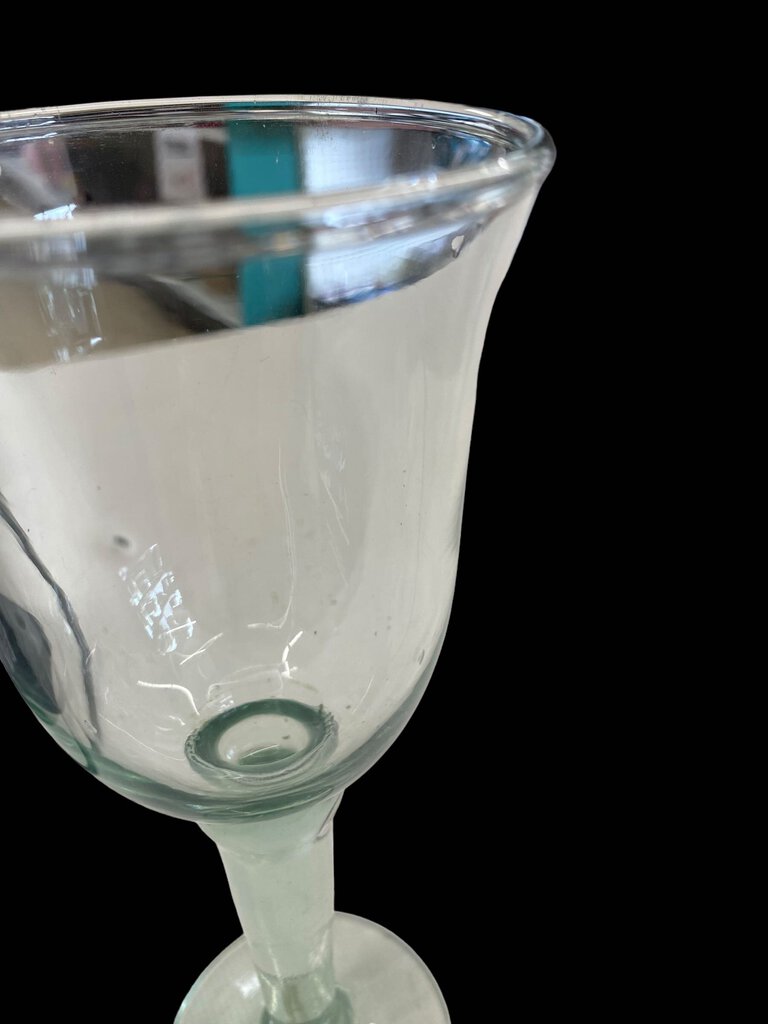 Mexican Recycled Hand Blown Glass Sea Green Wine Glass 6 oz