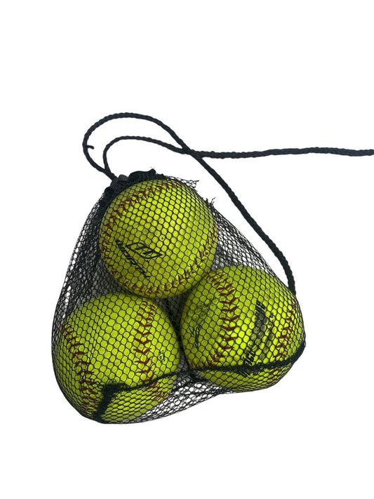 Worth Official League Softball 11'' YWCS 11 inches, .44 COR 375 COMP Neon Yellow Set of 3 balls plus cinch bag for travel/storage