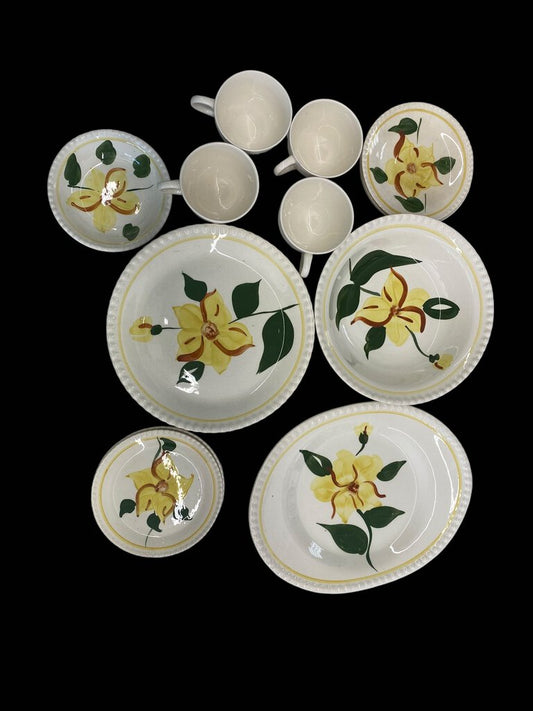 Vintage Blue Ridge Pottery Sungold Dish Plates Bowls Dishes Sauce Dinner Service Set Cups