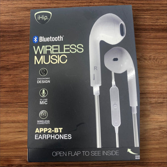 BRAND NEW IN BOX UNOPENED IHip APP-2-BT Bluetooth Wireless Music Ergonomic Earphones