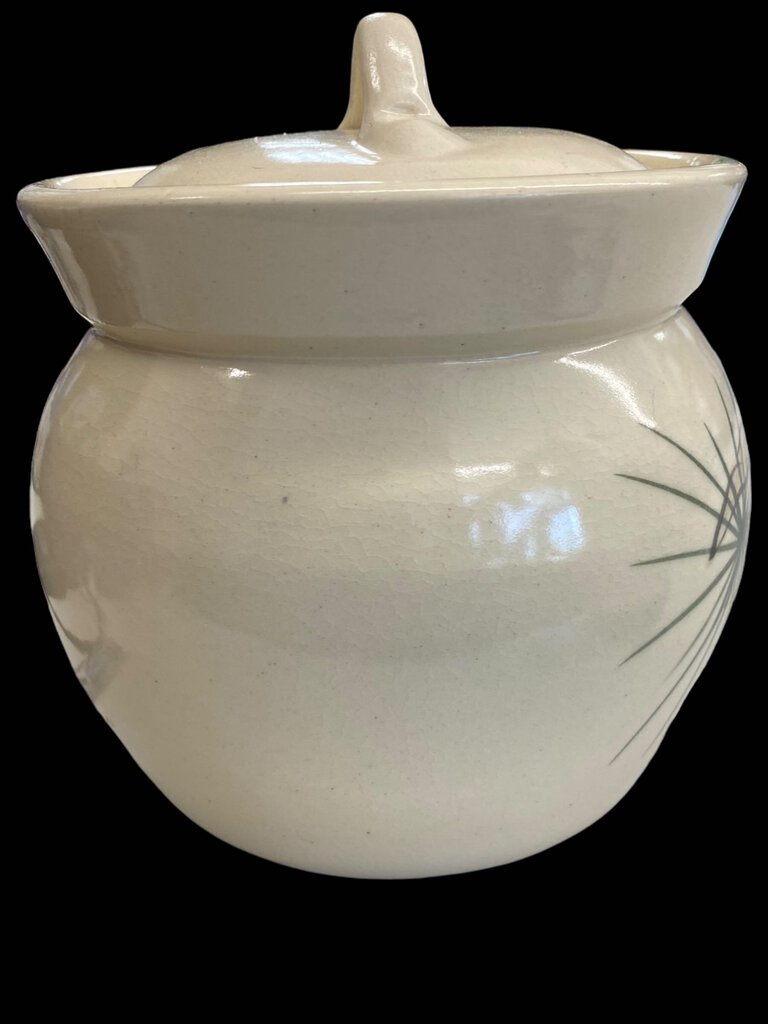 Rustic Ceramic Lidded Pot Pinecone Pine Needles