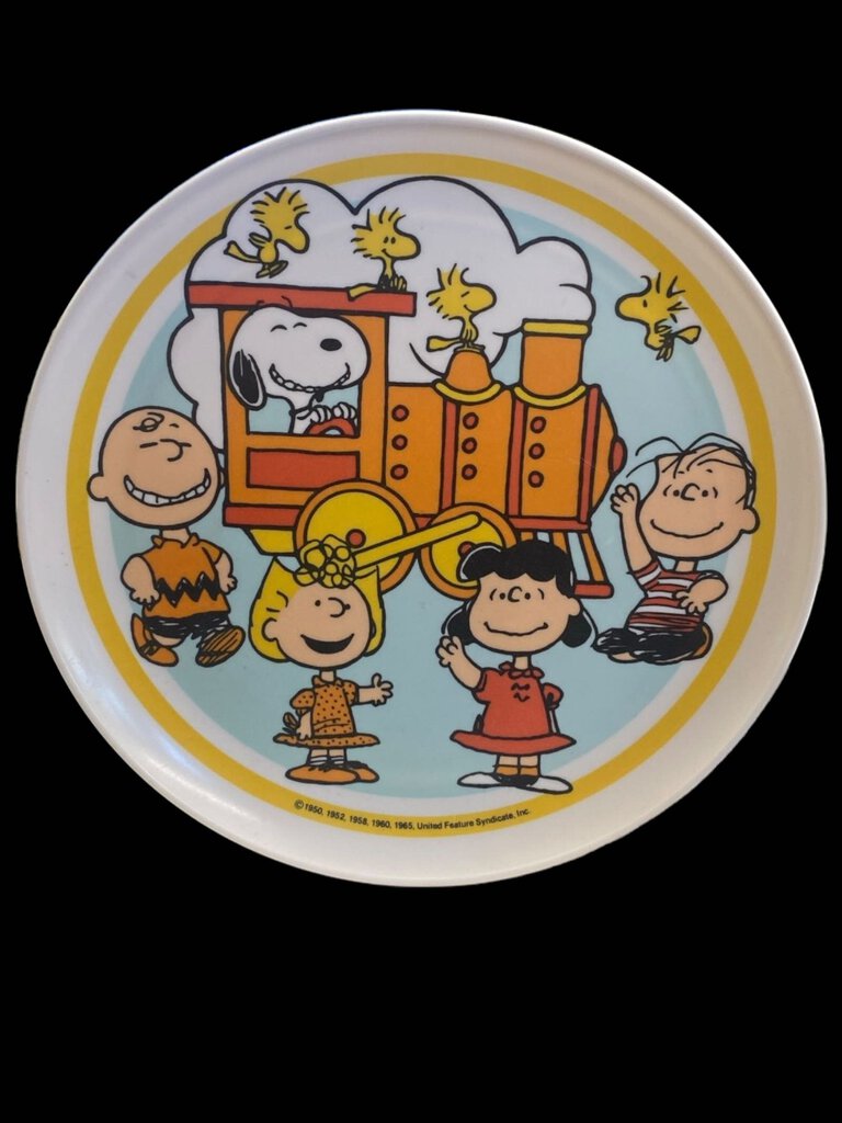 Vintage 1965 Peanuts Charlie Brown Snoopy Lucy Linus Sally Woodstock Plastic Plate