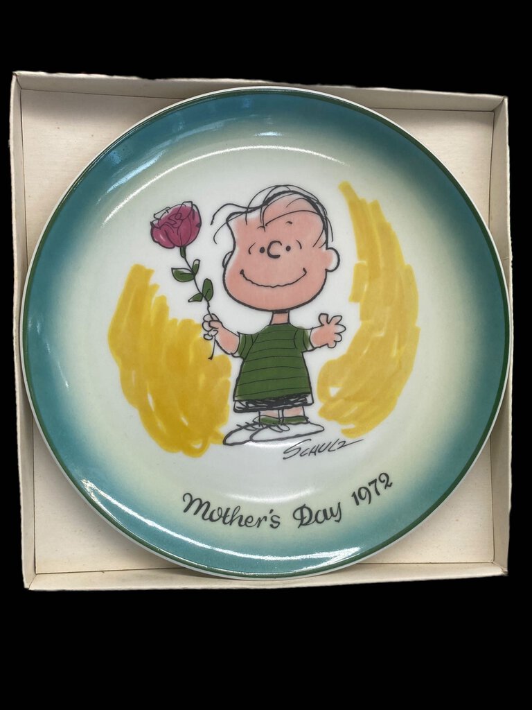 VINTAGE 1972 SCHMID CHARLES SCHULZ PEANUTS LTD 1ST ED MOTHERS DAY PLATE LINUS