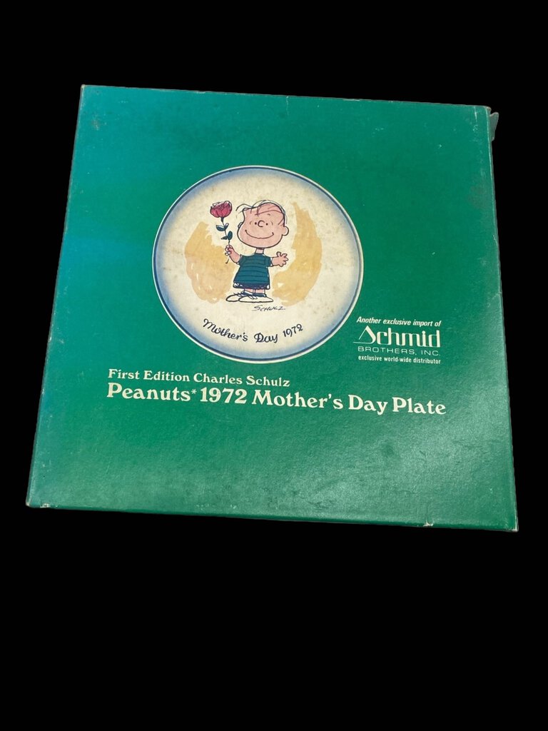 VINTAGE 1972 SCHMID CHARLES SCHULZ PEANUTS LTD 1ST ED MOTHERS DAY PLATE LINUS