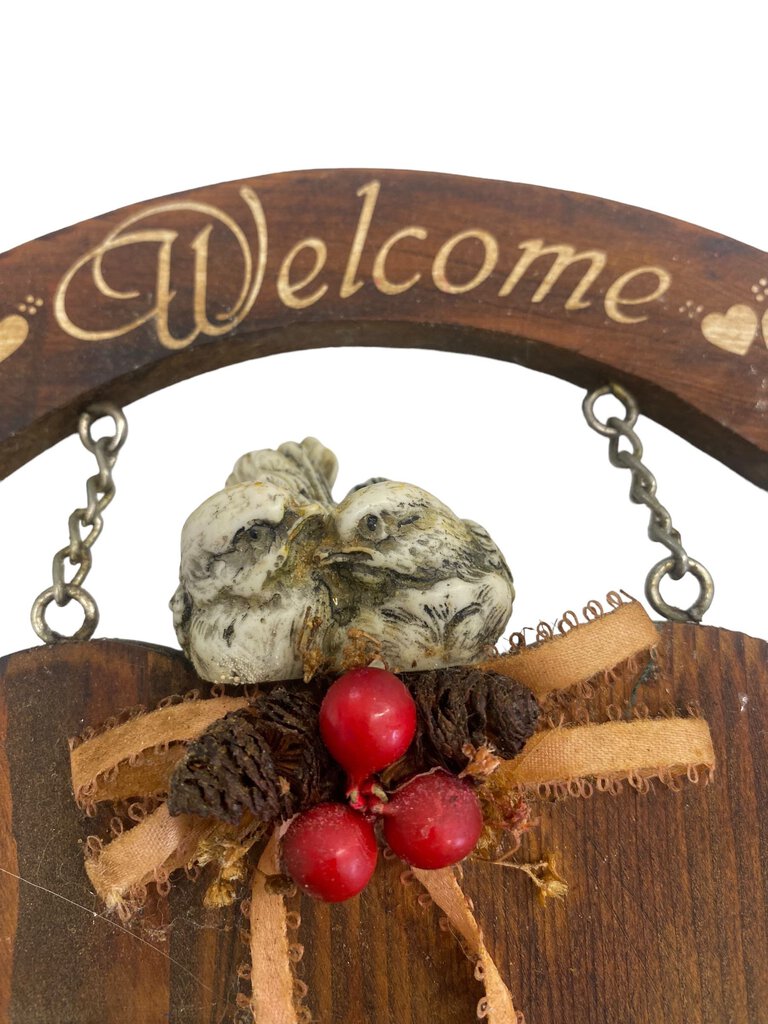 Welcome Friends Wood Sign with Birds Cabin Decor Door