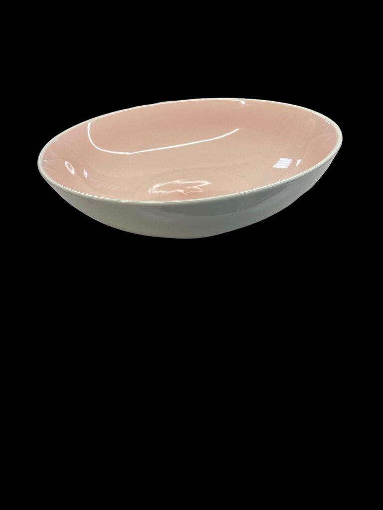 Pink White Large Salad Serving Ceramic Fruit Bowl